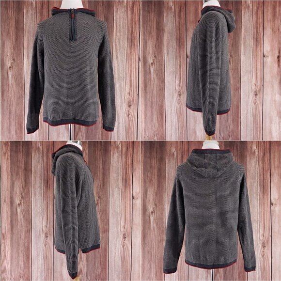 Carbon 2 Cobalt Mens Large Bark Oslo 1/4 Zip Pullover Knit Hoodie Sweater 155117 - Picture 1 of 11